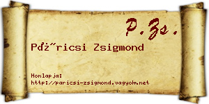 Páricsi Zsigmond névjegykártya